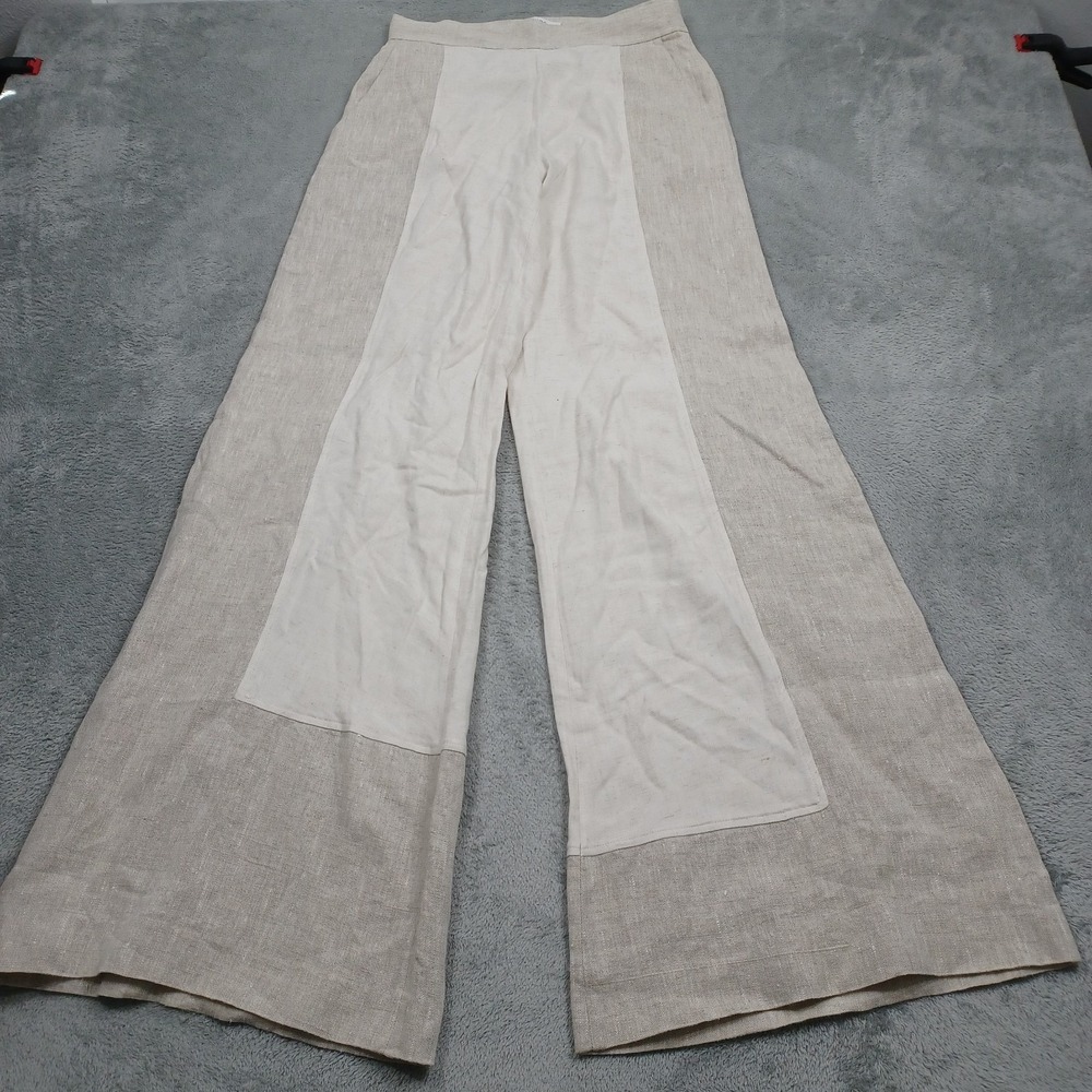 A Line Pants Womens Small‎ Brown Linen Wide Leg Designer Portugal